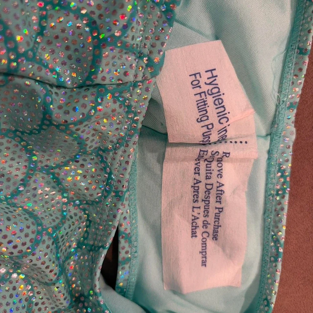 Justice Mermaid Scale One Piece Swimsuit Girls 20 NWT Aqua Glitter Y2K Fairy